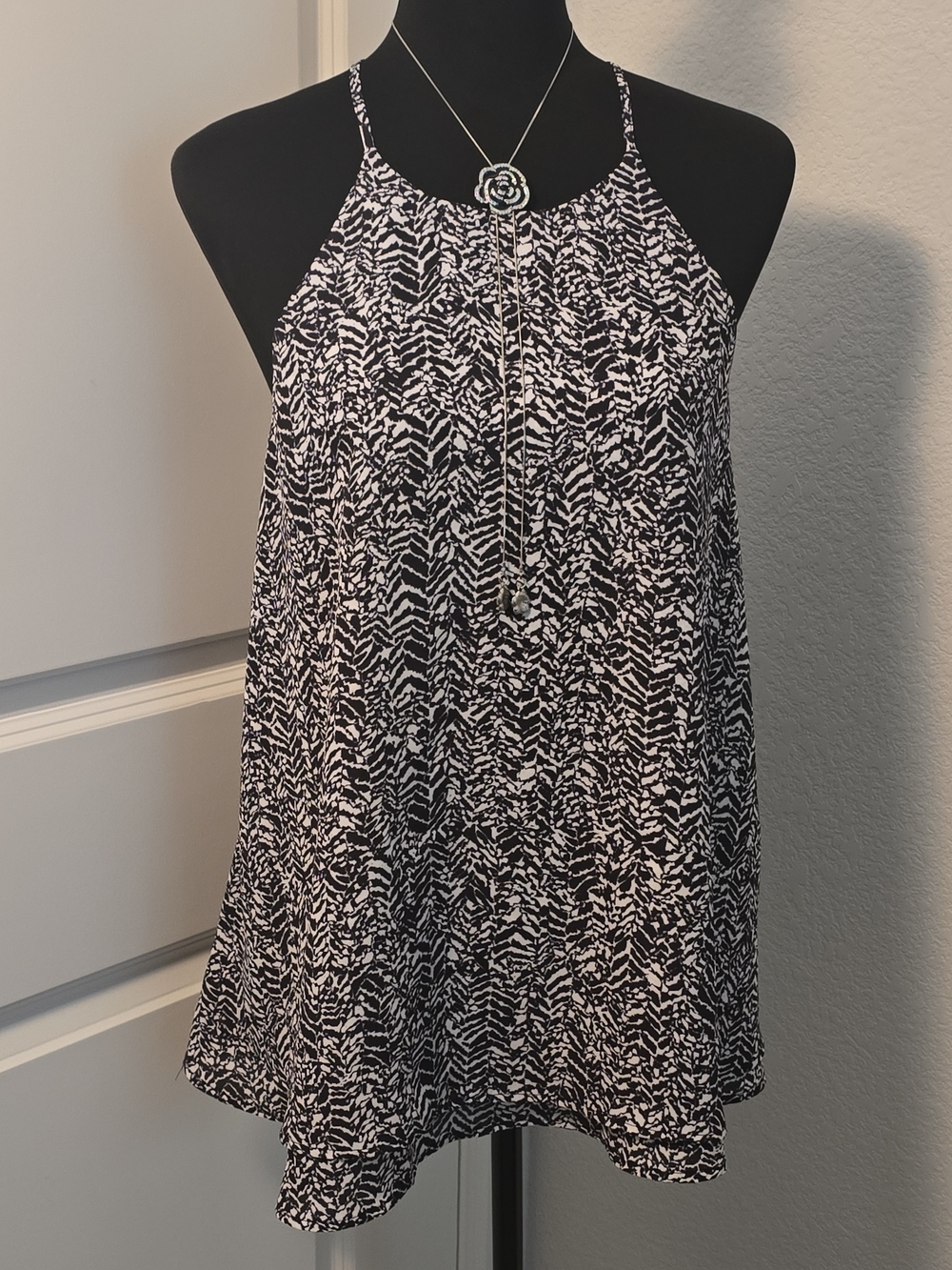 Decree Black and White Printed Halter Camisole